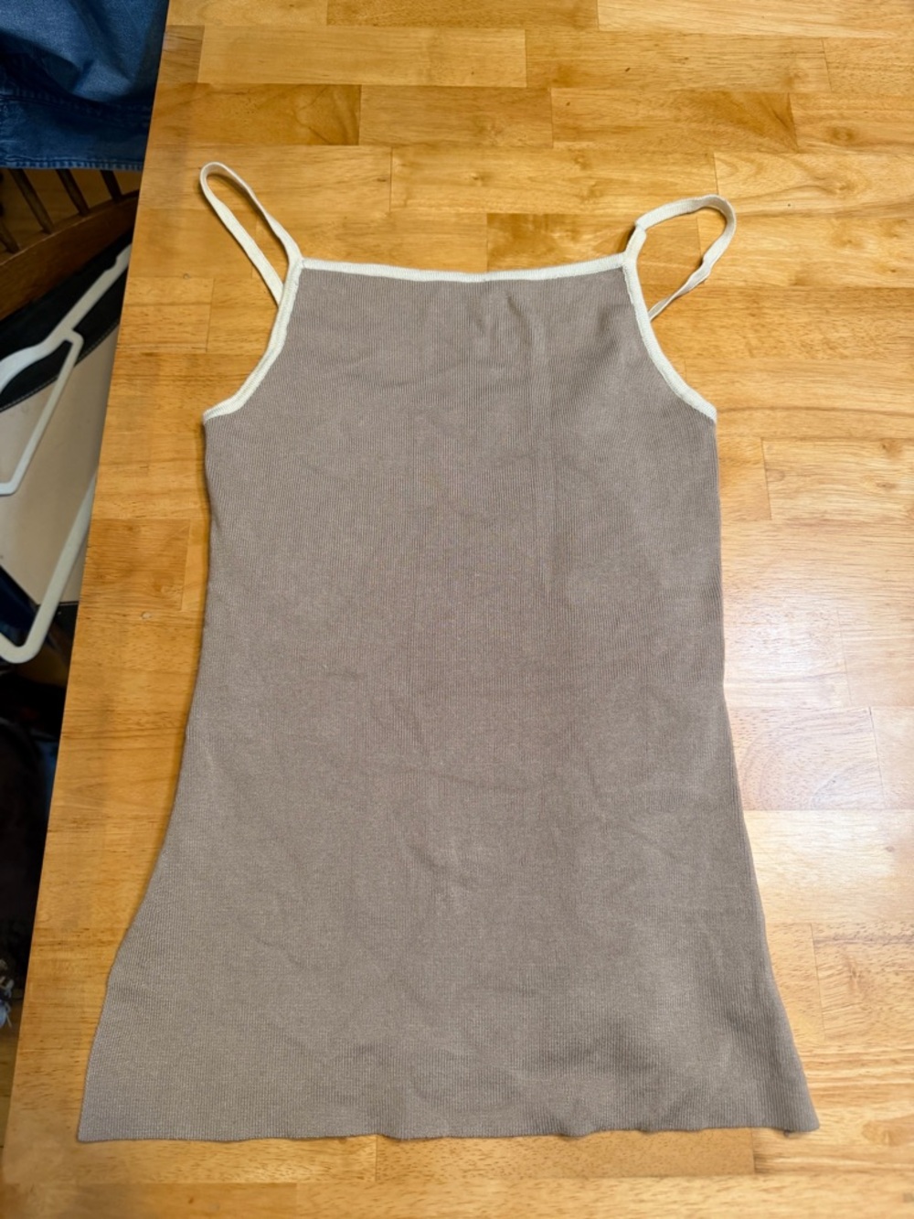 Crescent Taupe Knit Tank with Cream Trim